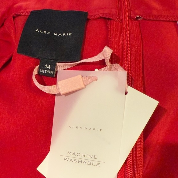 ALEX MARIE Cori Satin Wide Leg High Waist Trousers Crimson NEW Christmas Holiday - Picture 9 of 10